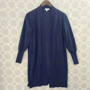Ophelia Roe. Open Front‎ Balloon Sleeve Navy Blue Sweater Cardigan Women's M